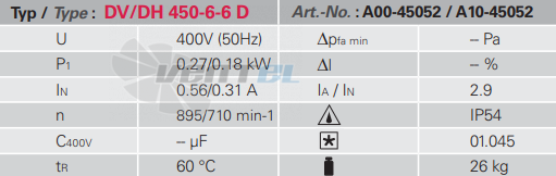 Rosenberg DV 450 L-6-6 D - описание, технические характеристики, графики